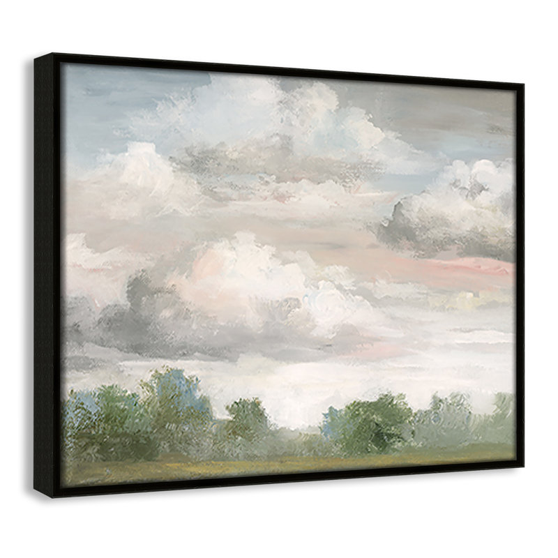 Frangia pastel matin ciel encadré sur toile par Nan, H 12,5 po x l 15,5 po x P 2 po, Cadre espresso