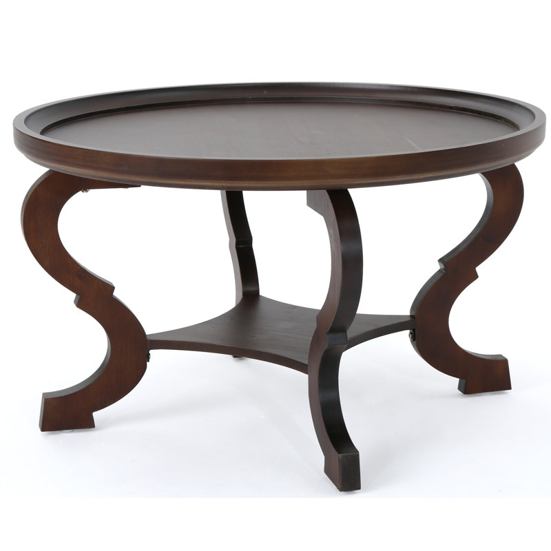 Table basse à 4 pieds avec rangement Elida, Noyer foncé