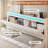Bed Frames with Storage Headboard & 4 Drawers, LED Bed Frame with Charging Station, Upholstered Platform Bed,No Box Spring Needed-448931454-448390140
