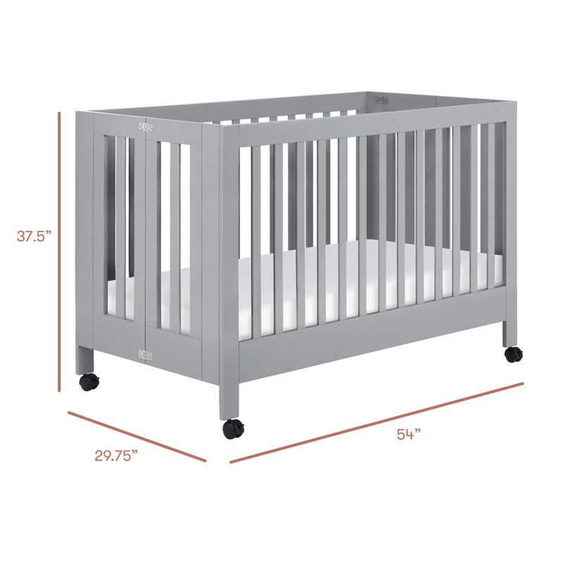 Maki 2-in-1 Convertible Portable Crib, Gray