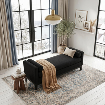 Banc rembourré élégant avec accoudoirs et traversins - Repose-pieds polyvalent avec repose-pieds pour la chambre à coucher, le salon et le vestibule