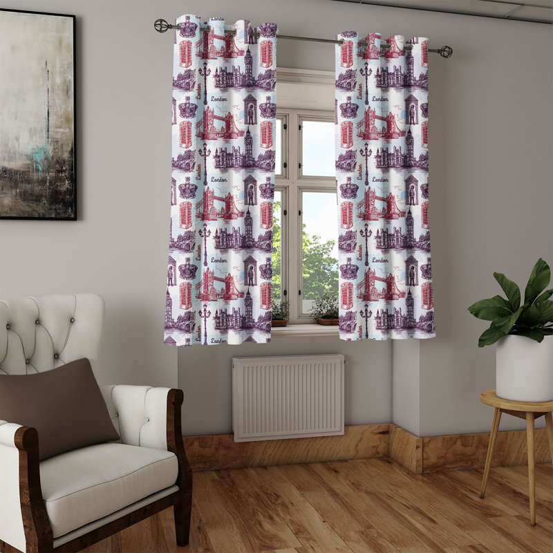 Dakota Fields London Grommet Curtain Decorative 2-Panel Window Drapes, 50"x84", Pale Blue Eggplant, 50" W x 108" L
