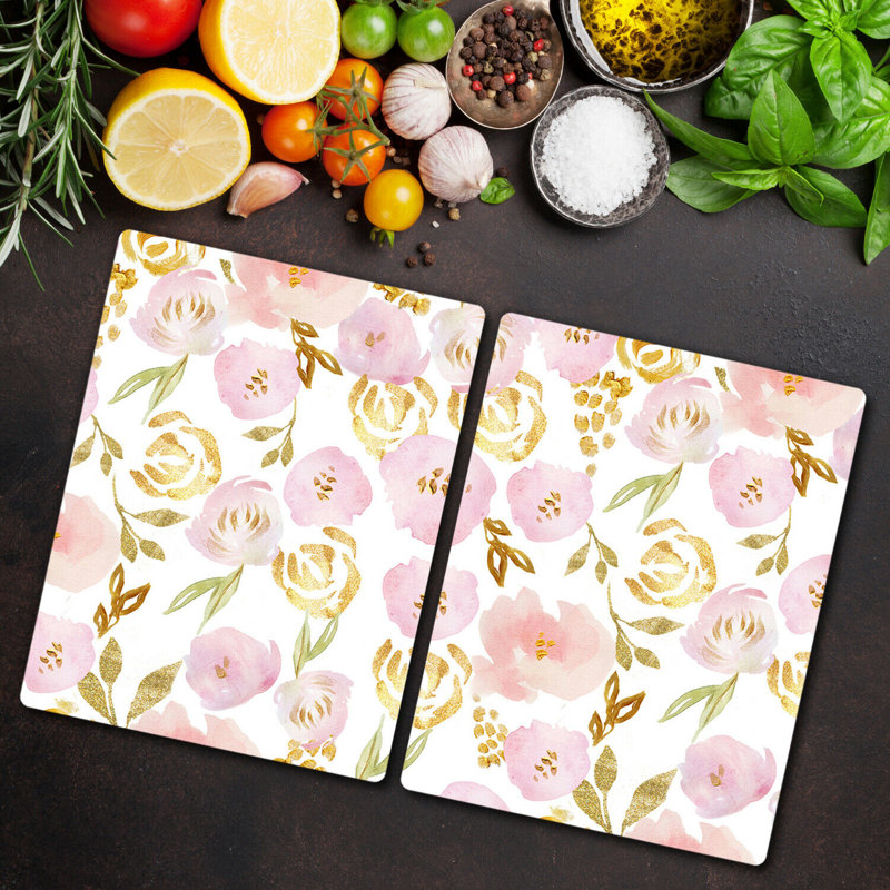 Mccay Tempered Glass Roses Chopping Board, 52cm x 30cm