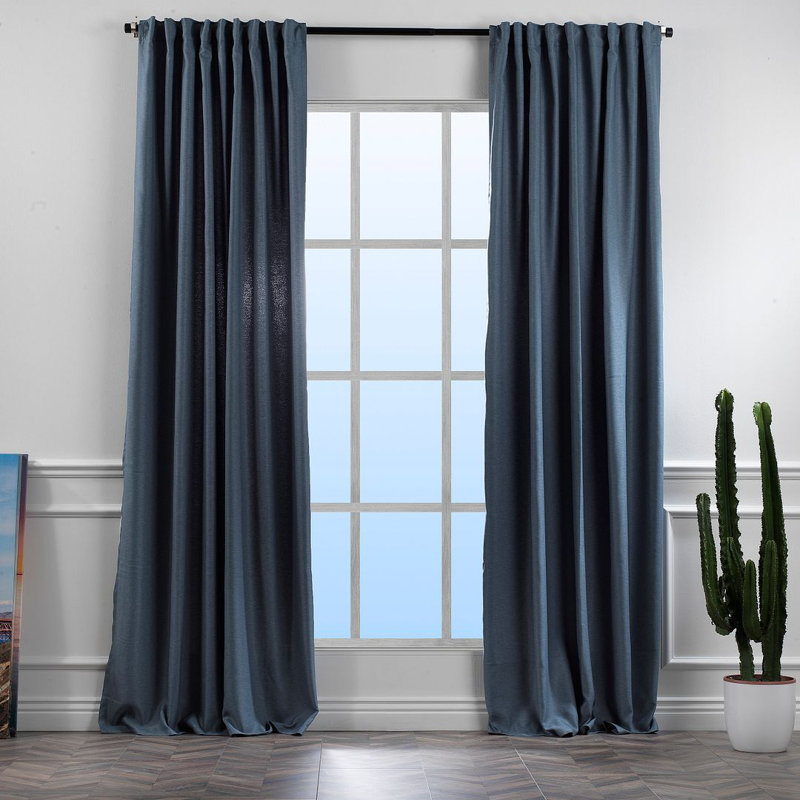 Blackout Single Curtain Panel, 130cm Width x 350cm Drop, Blue