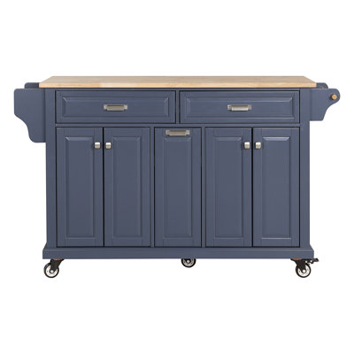 Kitchen Island With Rubber Wood Countertop
