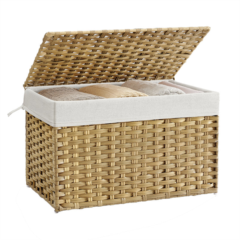Metal Laundry Hamper with Handles, Natural