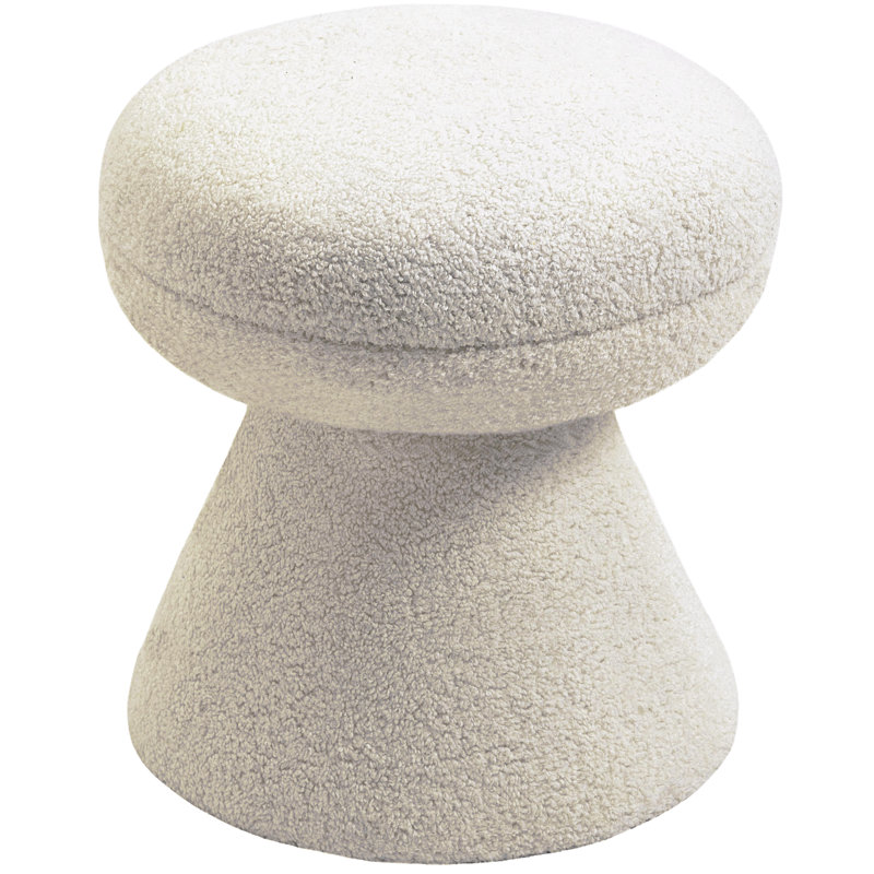 Hynda 18" Ottoman, Beige Faux Shearling Teddy Fabric