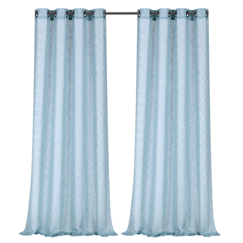 Dalaigh Semi Sheer Curtain Pair, Aqua