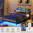 Annice Bed Frame with LED Light and Charging Station,Metal Platform with Power Outlets,Noiseless,No Spring Box Needed-961701106-987542972