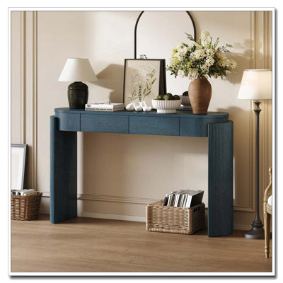 Console en bois avec 4 tiroirs, tablette ouverte pour les entrées, les salons et les couloirs