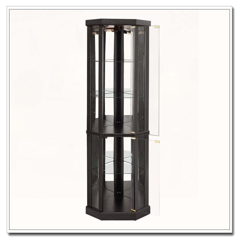Lighted Corner Curio Cabinet, 70" H x 17" W x 17" D