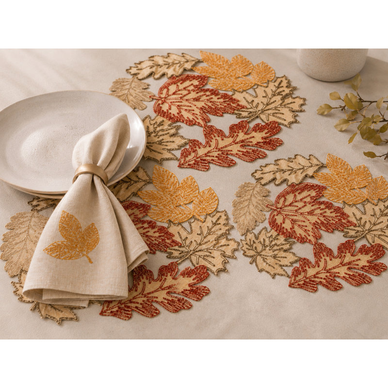Napperon Autumn Leaves, Beige/Orange