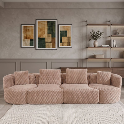 Modular Sectional Sofa, Deep Seat Upholstered Couch with Free Combination Design, Vacuum Packed Lounge Sofa for Living Room