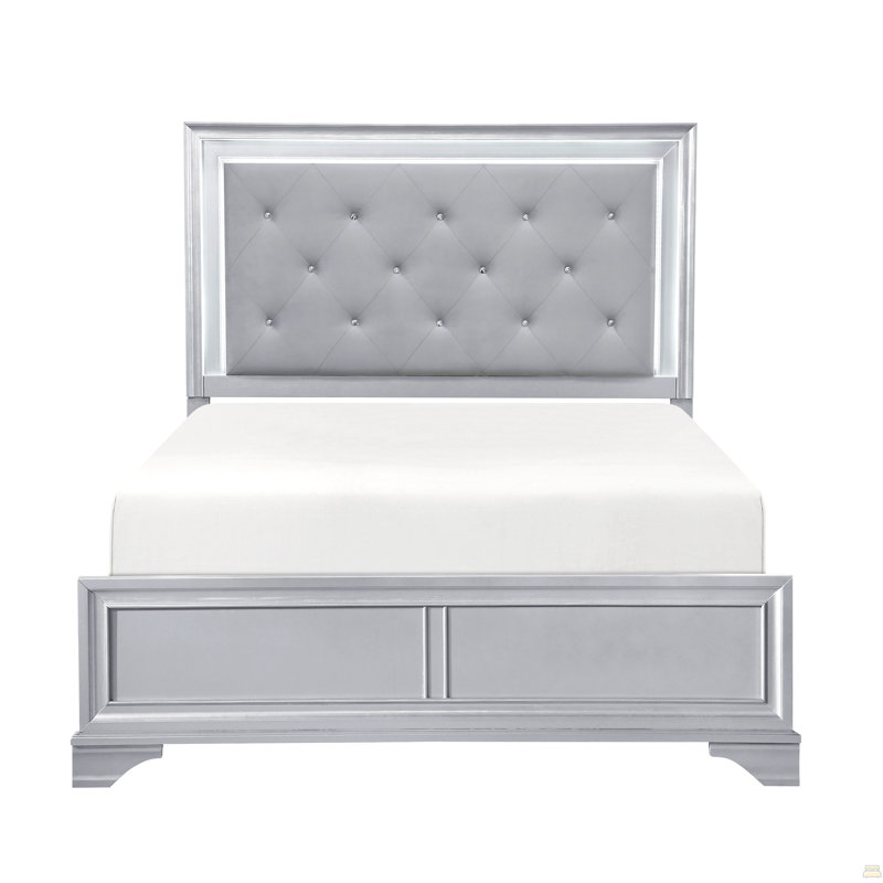 Tête de lit tapissier à DEL avec grand lit capitonné