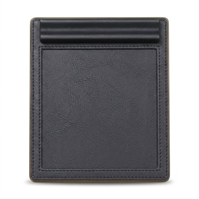 Genuine Nappa Leather Notepad Holder In Noir With Rose Gold
