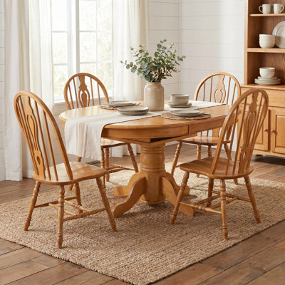 Ashelman 4 - Person Solid Wood Top Pedestal Dining Set
