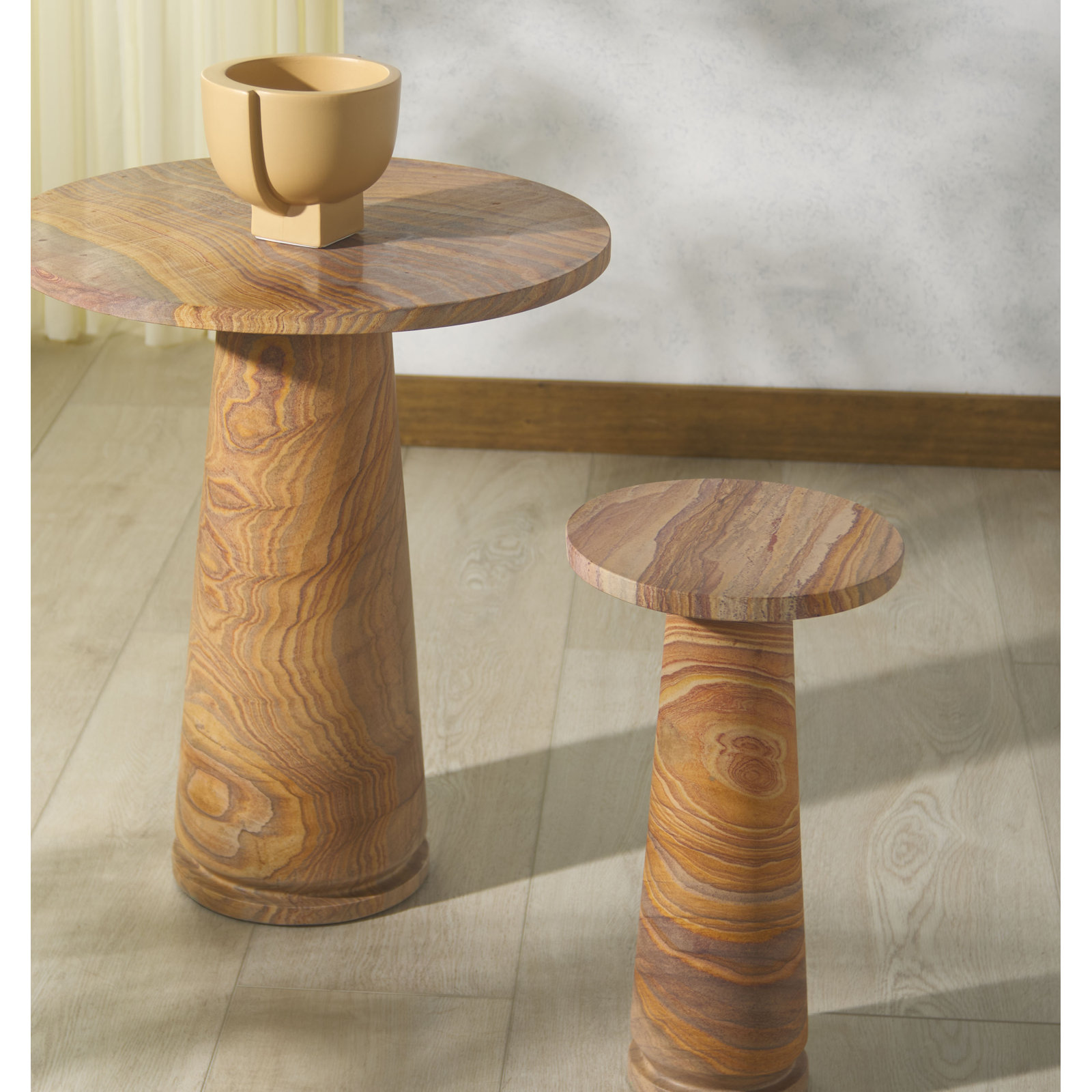 Alysson Marble End Table, Brown
