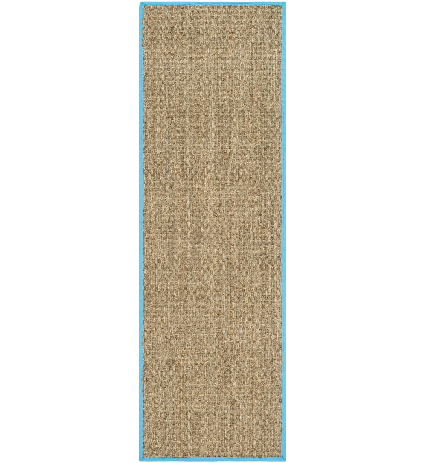 Auckland Bamboo Natural/Turquoise Area Rug, Runner 2'6" x 6'