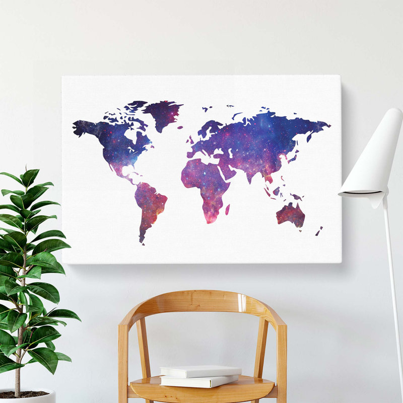 A Cosmic Map Of The Earth In Abstract - Wrapped Canvas, 35cm H x 50cm W x 3cm D