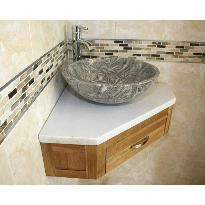 Couch 550mm Single Bathroom Vanity with Vessel St1 Basin, Grey Marble, White Marble