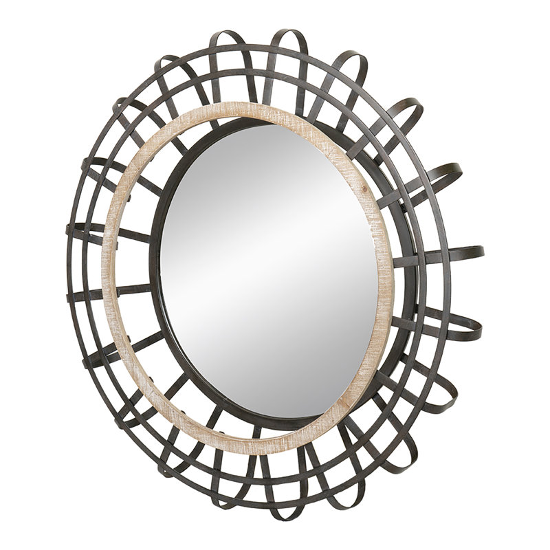 Evelyn Round Wall Mirror - D31x5" - Black