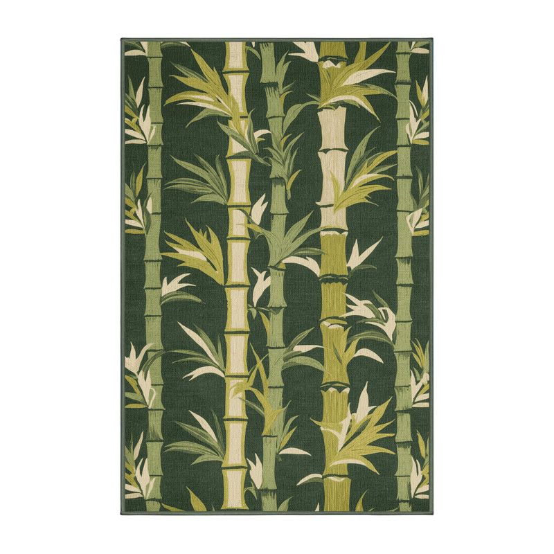 Washable Bamboo Stalks Hawaiian Area Rug, Runner 2' x 4'