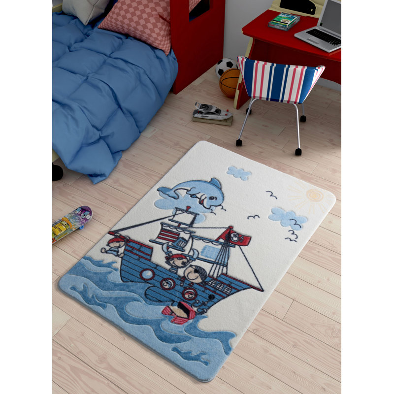 Guernon Purple/White/Blue Rug, Rectangle 133 x 190cm