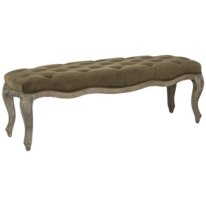 Fleur Linen Upholstered Bench, Spruce