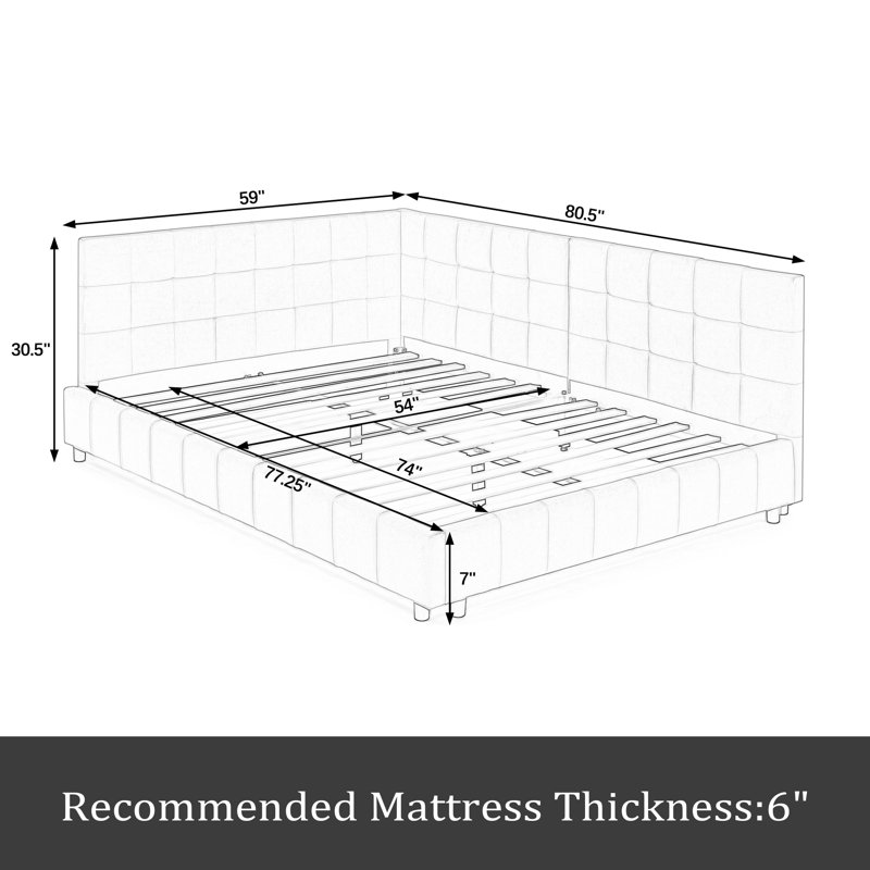 Full Size Upholstered Tufted Bed Frame, Sofa Bed Frame, Full Size Bed for Bedroom, Velvet, Beige, Gray