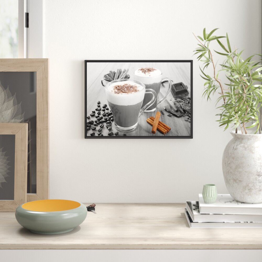 Gerahmtes Wandbild heiße Schokolade und Kaffee