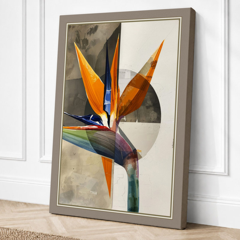 Geometric Paradise Modern - Wrapped Canvas, 36x24 - 91.4 x 61.0 cm, Taupe Border