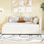 Lit de jour double avec tiroirs de rangement, lin beige, structure en bois, pas de sommier pour la détente en beige, 2 confort-901588950