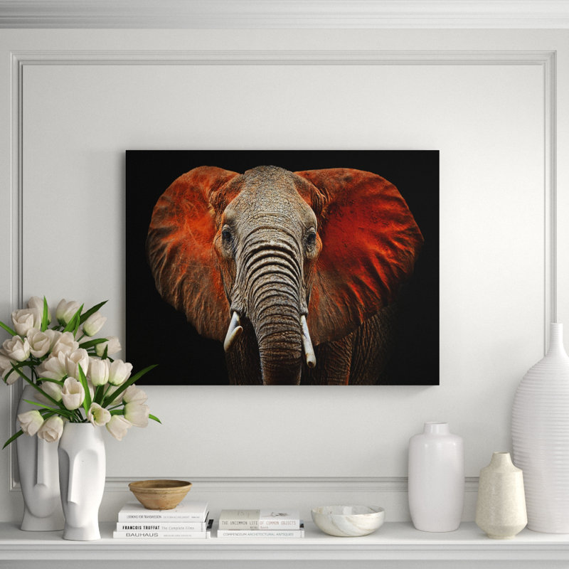 African Elephant Print, Acrylic, 24" H x 36" W x 2.5" D