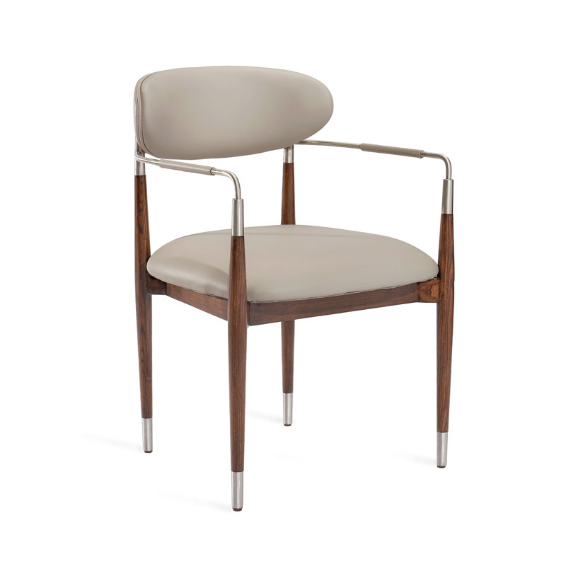 Cidra Upholstered Arm Chair, Tropez Gray, Silver/Brown