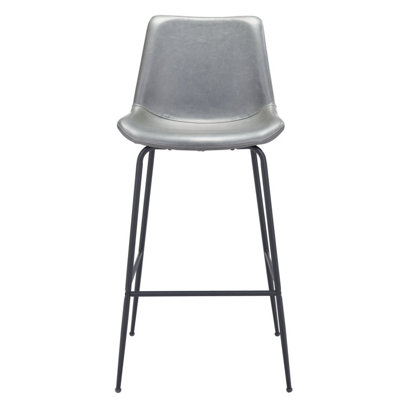 Upholstered Counter Stool with Metal Frame, Gray