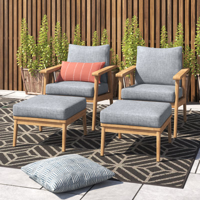 Tempo Teak 2 - Person Patio Conversation Sets with Cushions