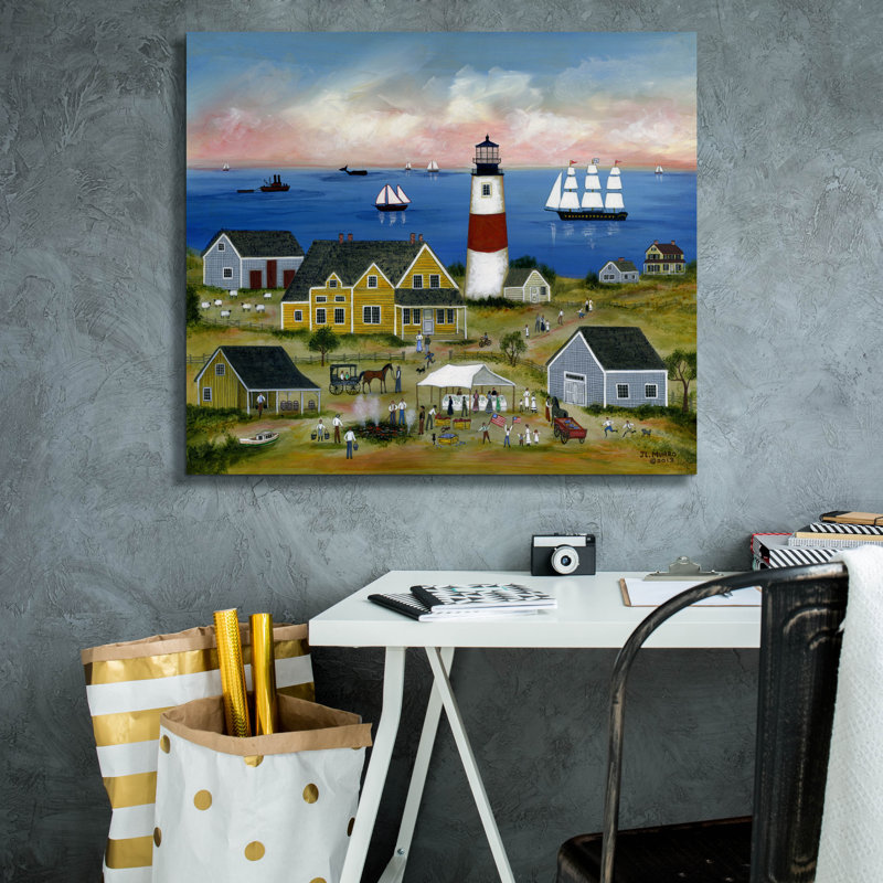  «Clambake At Sankaty Light (1)» par JL Munro, art mural sur toile, 30 po x 26 po