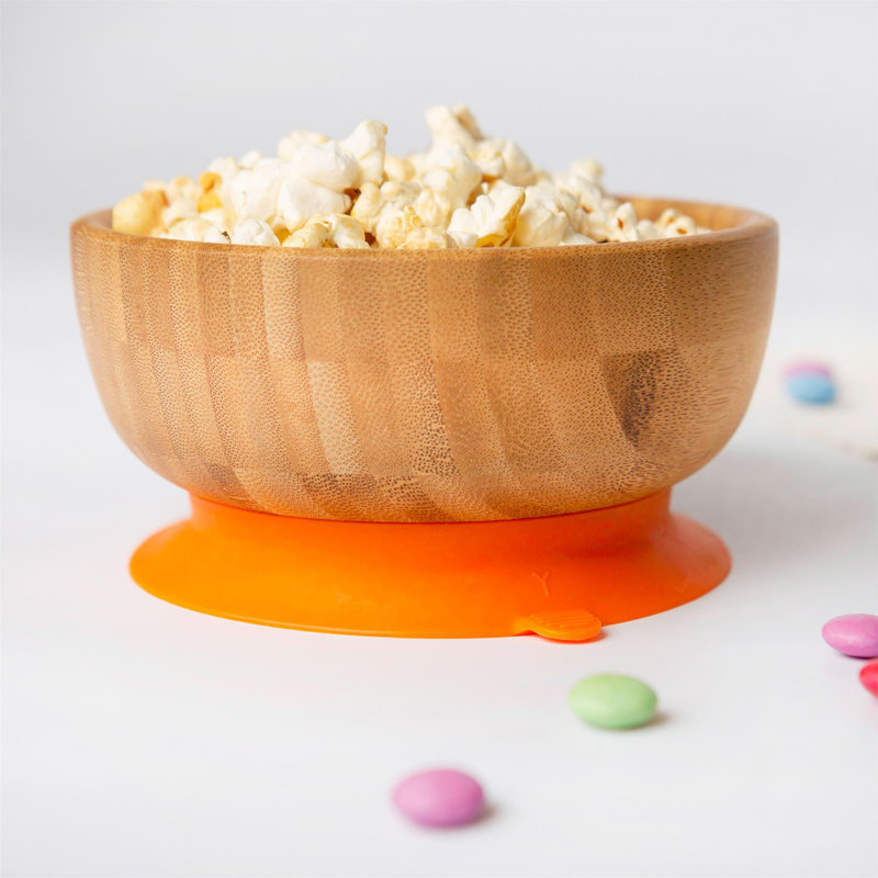 Tiny Dining Children's Bamboo Bowl Suction Cup, Orange