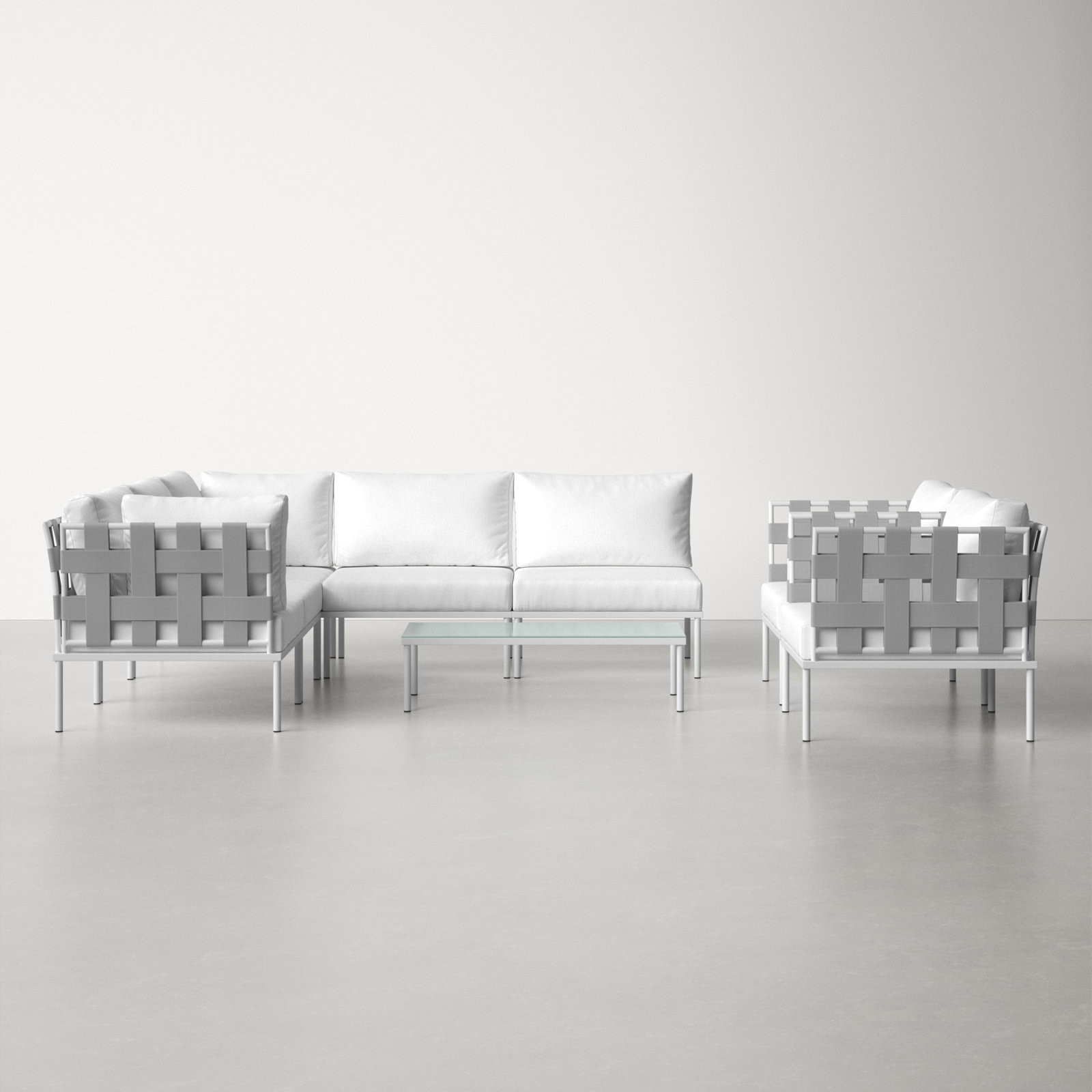 Harmony 8-piece Outdoor Patio Aluminum Sectional Sofa Set, White