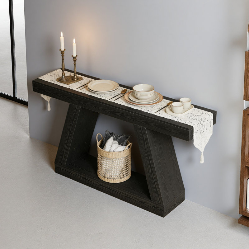 Table de canapé, console, table d'appoint à deux niveaux Vintage, Noir