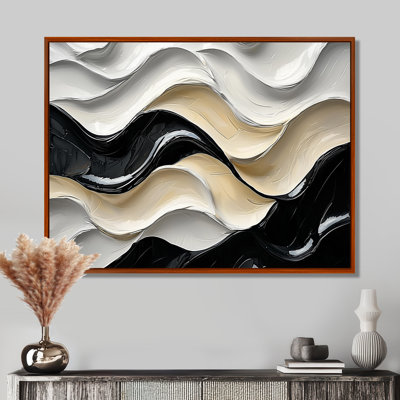 Parallel Waves Of Black And Cream Fusions II - Abstract Realism Wall Art
