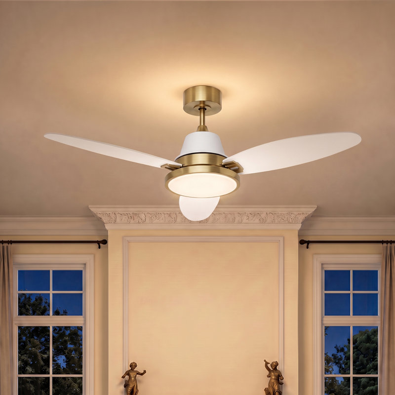 Ceiling Fan, Gold, White