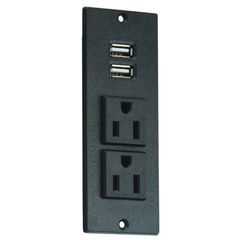 Bureau à roulettes de luxe 54 "avec prise de courant USB noir, Récoltes