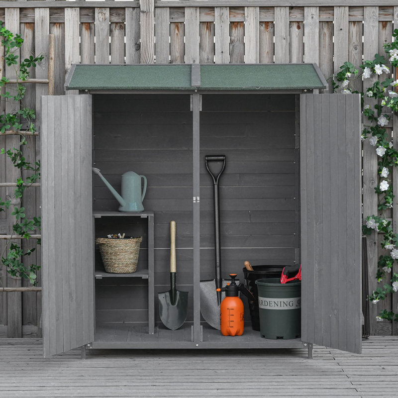 Haslet Solid Wood Garden Shed, Grey