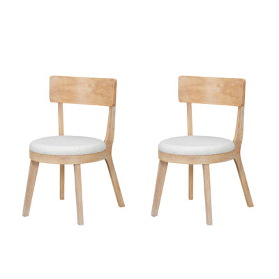 De 2 chaises de salle à manger rembourrées avec revêtement en bois d'hévéa naturel et beige, confortables pour les rassemblements sociaux, espaces compacts, chaises modernes à cadre fiable, + couleur, structure, rembourrage épais