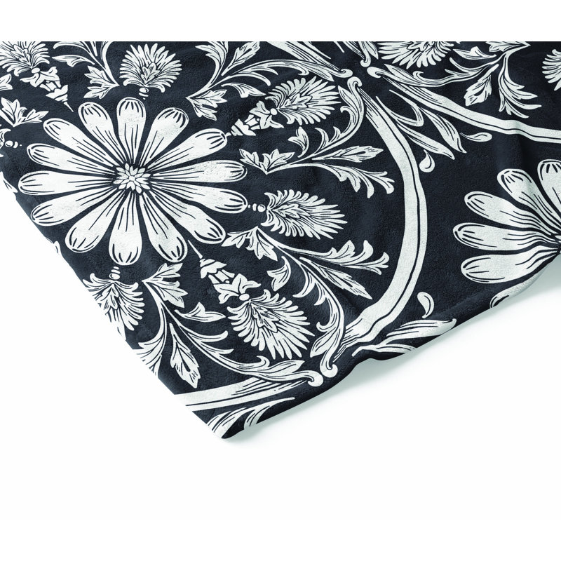Daisy Tile Ultra Plush Velveteen Fleece Blanket, Charcoal, 60" L x 50" W
