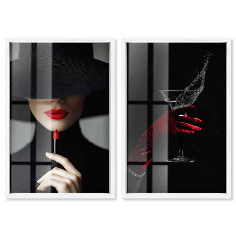 Ensemble de décoration murale « Red Beauty » avec impression Shadowbox par Art Remedy, cadre noir, 10 x 15, 46" H x 31" W