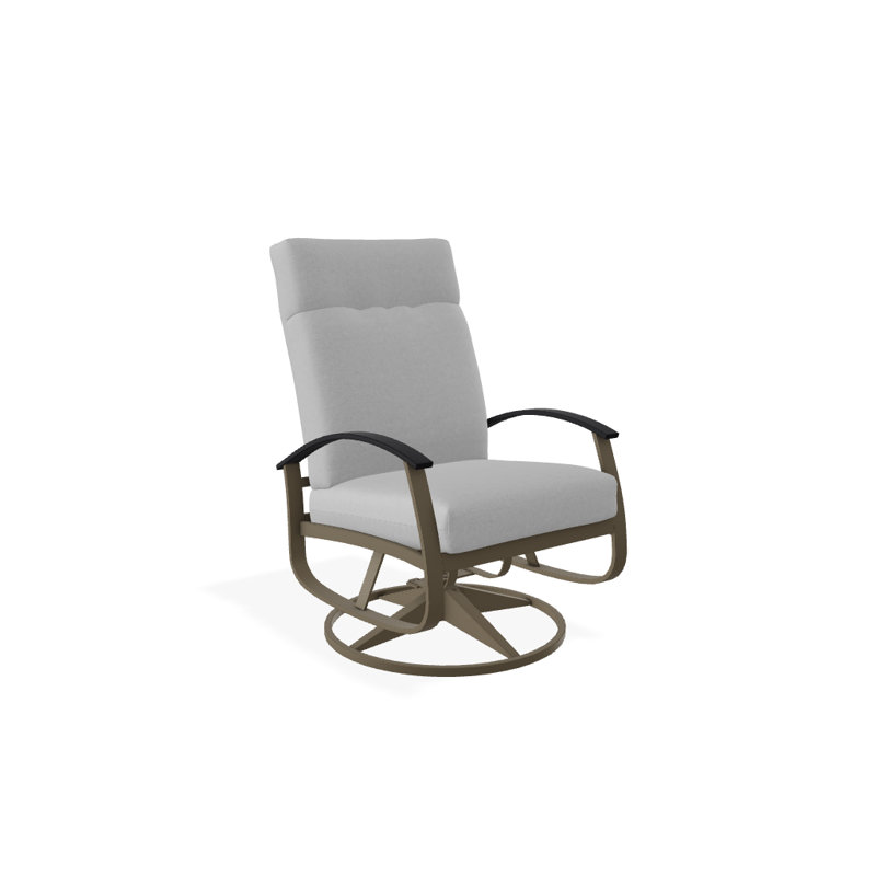 Chaise de patio pivotante avec coussins Askar, Éblouissement, Noir P70, Bois de plage texturé