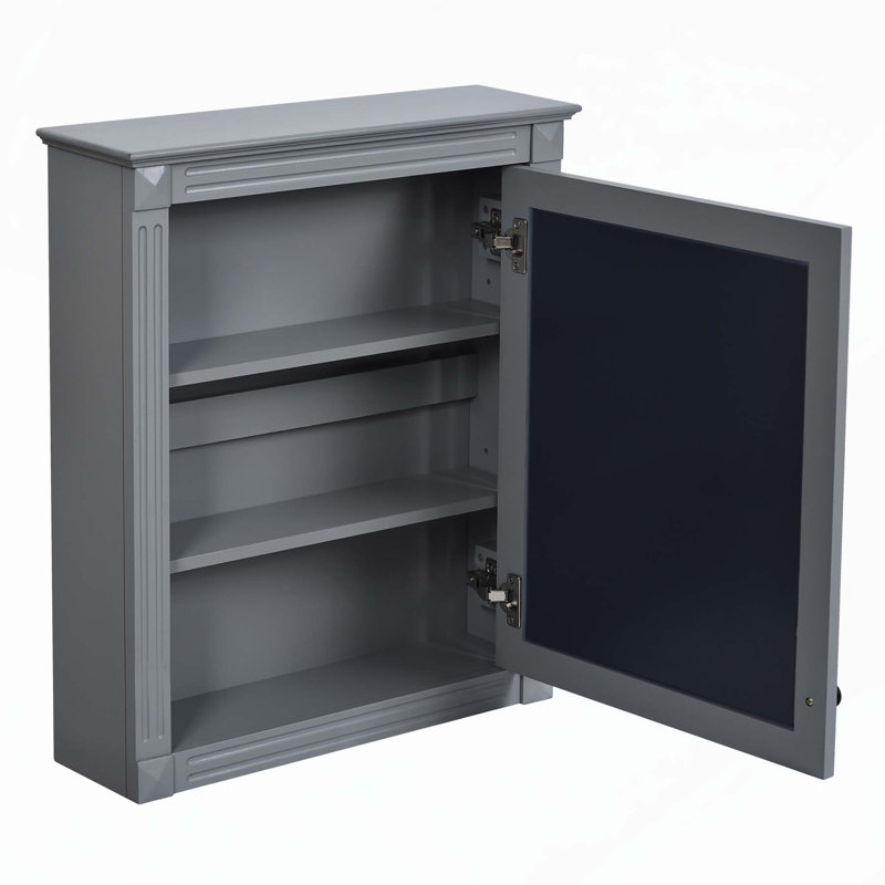 Armoire de salle de bain murale moderne avec tablettes réglables et miroir, Gris
