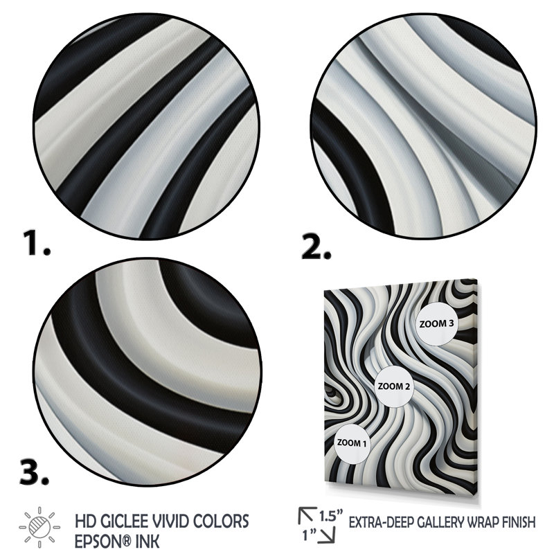 Art optique noir et blanc Dream III - reproduction, H 32 po x l 24 po x P 1 po, Toile tendue